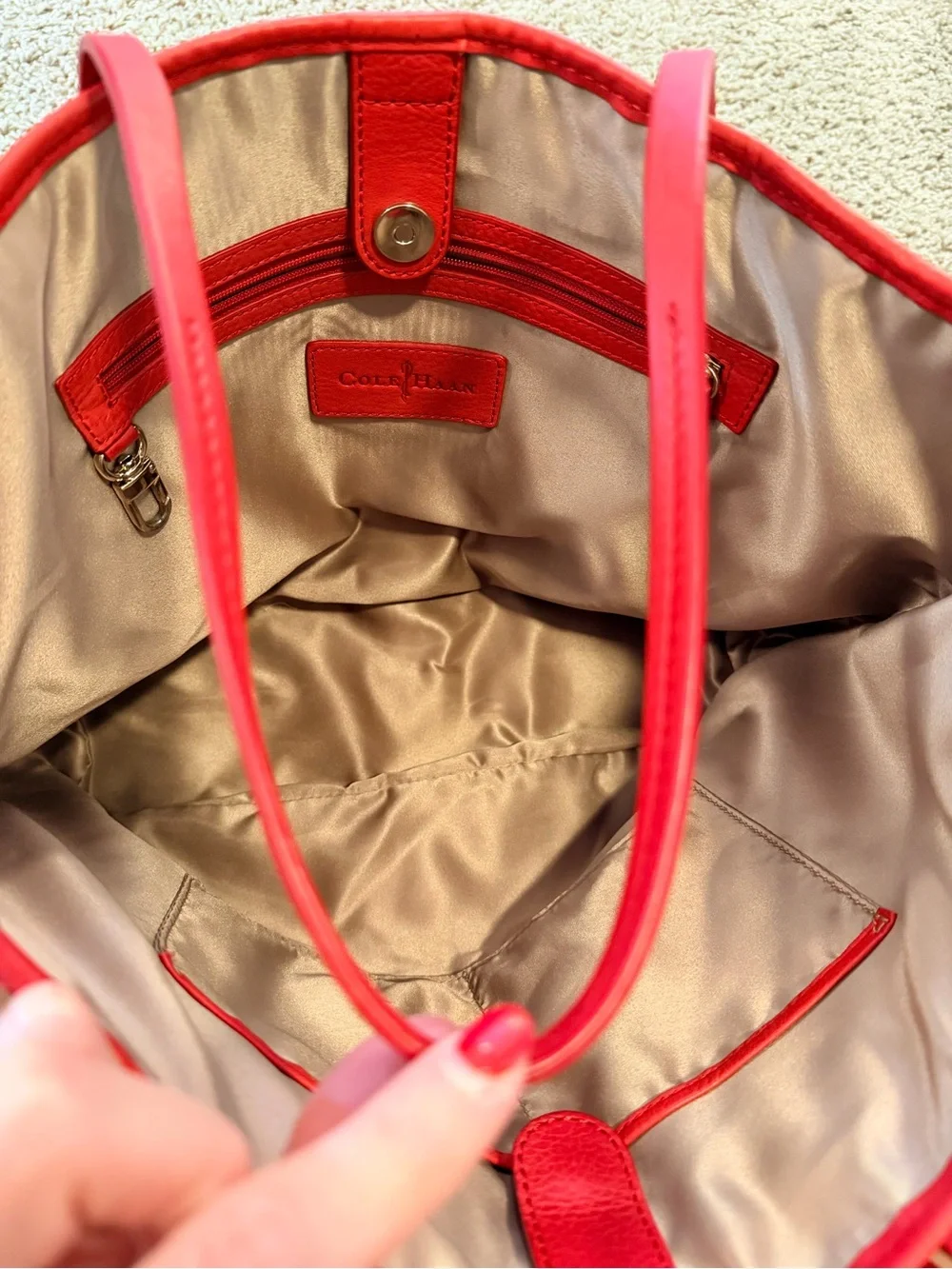 Cole Haan reddish pink Woven Leather Tote